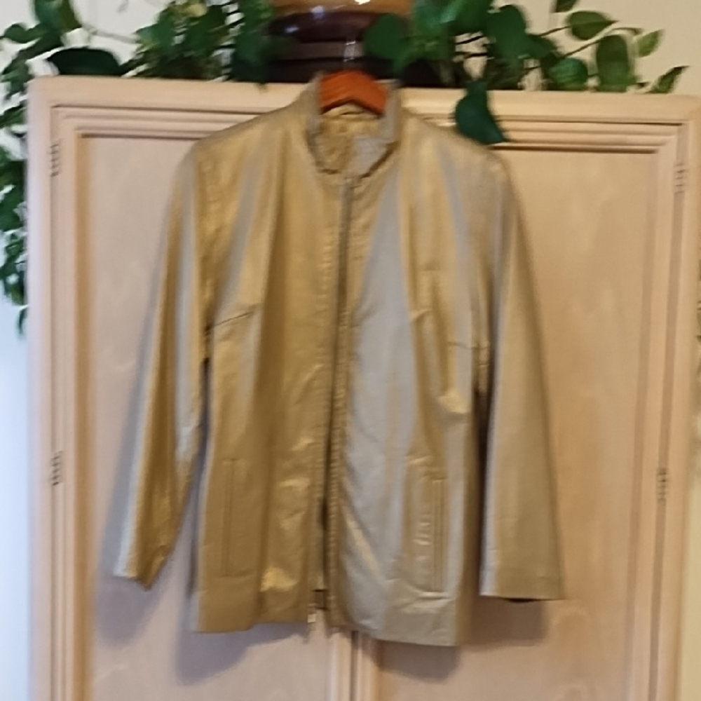 Anne Klein Gold Metallic Leather Jacket